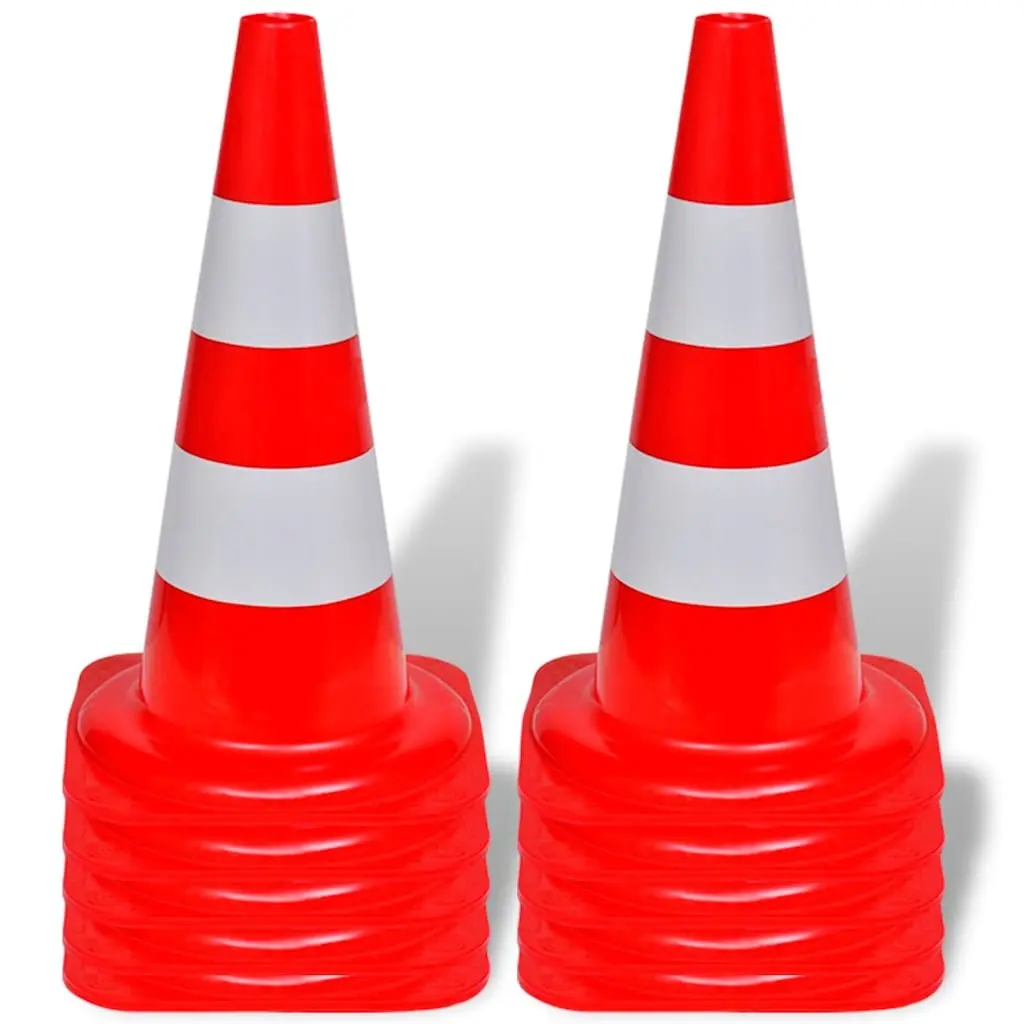 Traffic Cones Reflective Red White 50cm 10 Piece