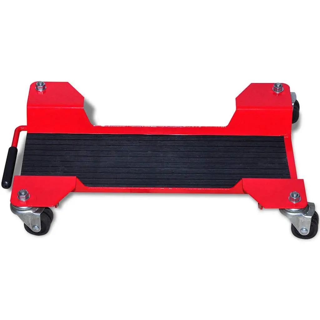 Heavy Duty Motorcycle Dolly Stand Red with 360 Degree Swivel Castors for Easy Movement and Parking in Garage