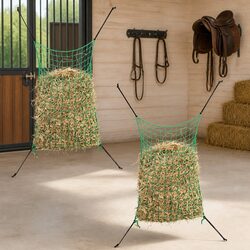 Hay Nets 2 Piece Rectangular 0.9x1 m Green PP Mesh Feeding Horse Pony Livestock