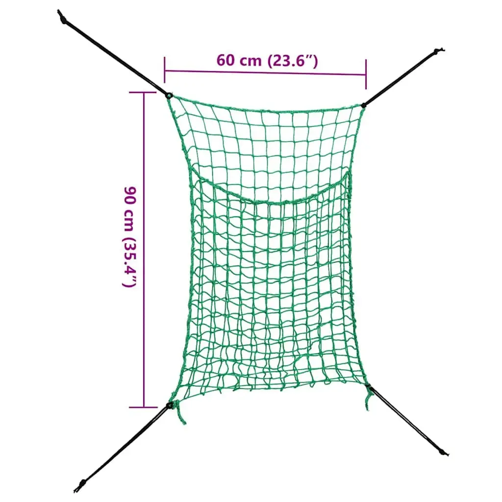 Hay Nets Rectangular Green 0.9x1 m 2 Piece PP Mesh Feeding Horse Pony Livestock