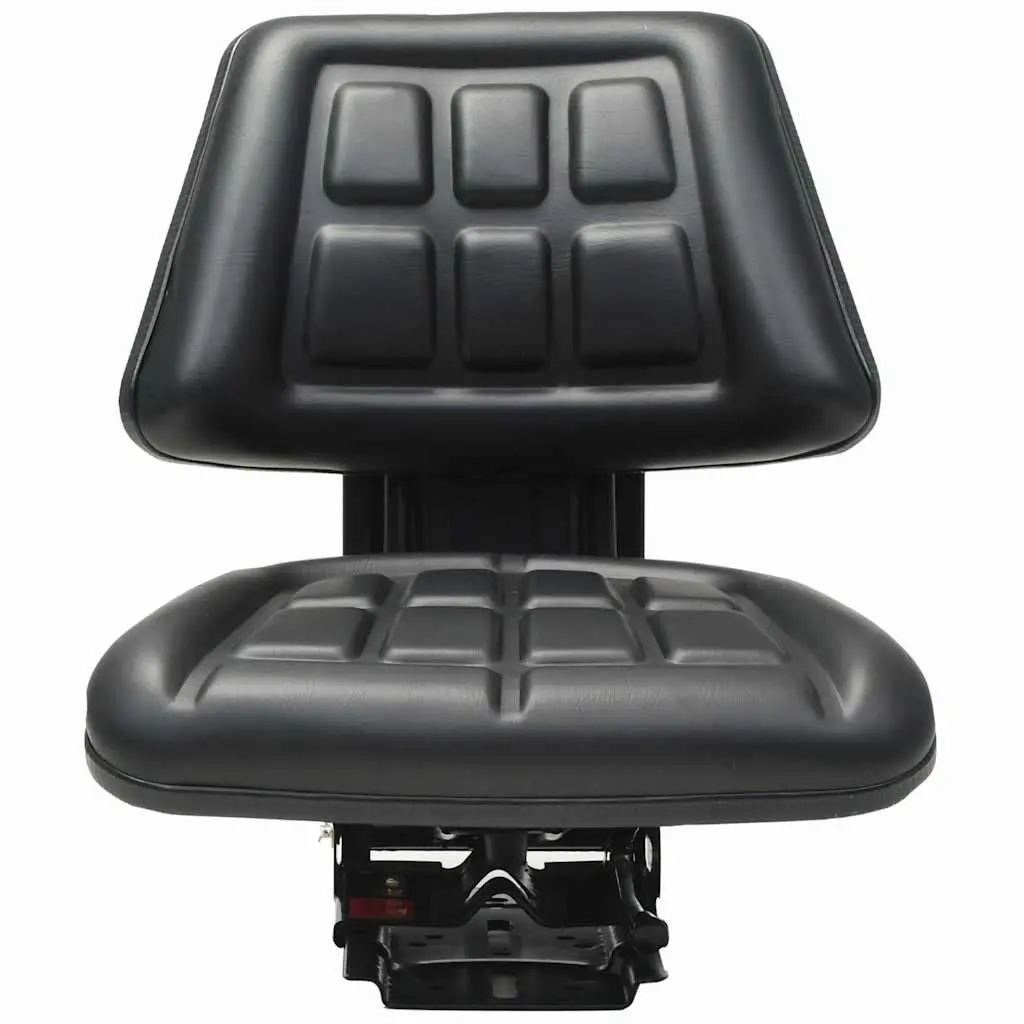 Tractor Seat with Suspension Black Steel Frame Water-Resistant PVC Padded