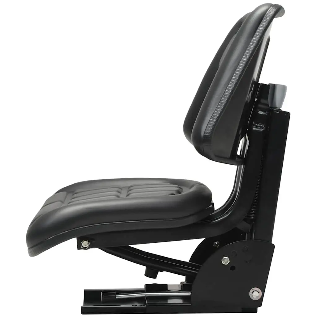 Tractor Seat with Suspension Black Steel Frame Water-Resistant PVC Padded