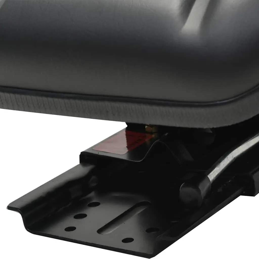 Tractor Seat with Suspension Black Steel Frame Water-Resistant PVC Padded