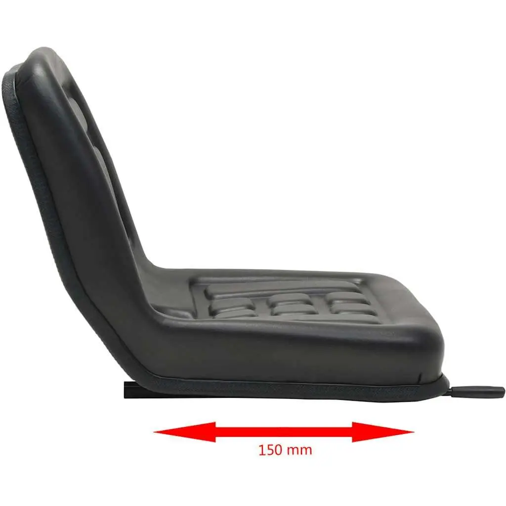 Universal Tractor Seat Black Padded Backrest Steel Frame Water-Resistant 150 mm Adjustment