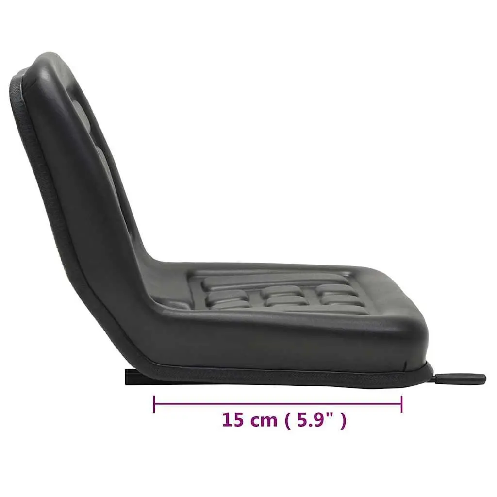Universal Tractor Seat Black Padded Backrest Steel Frame Water-Resistant 150 mm Adjustment