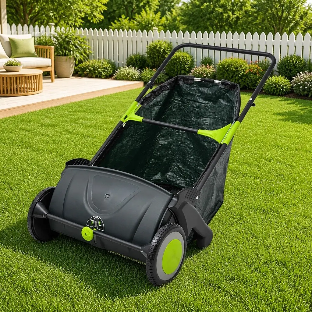 Lawn Sweeper Lightweight Push Grass Leaf Collector 103L