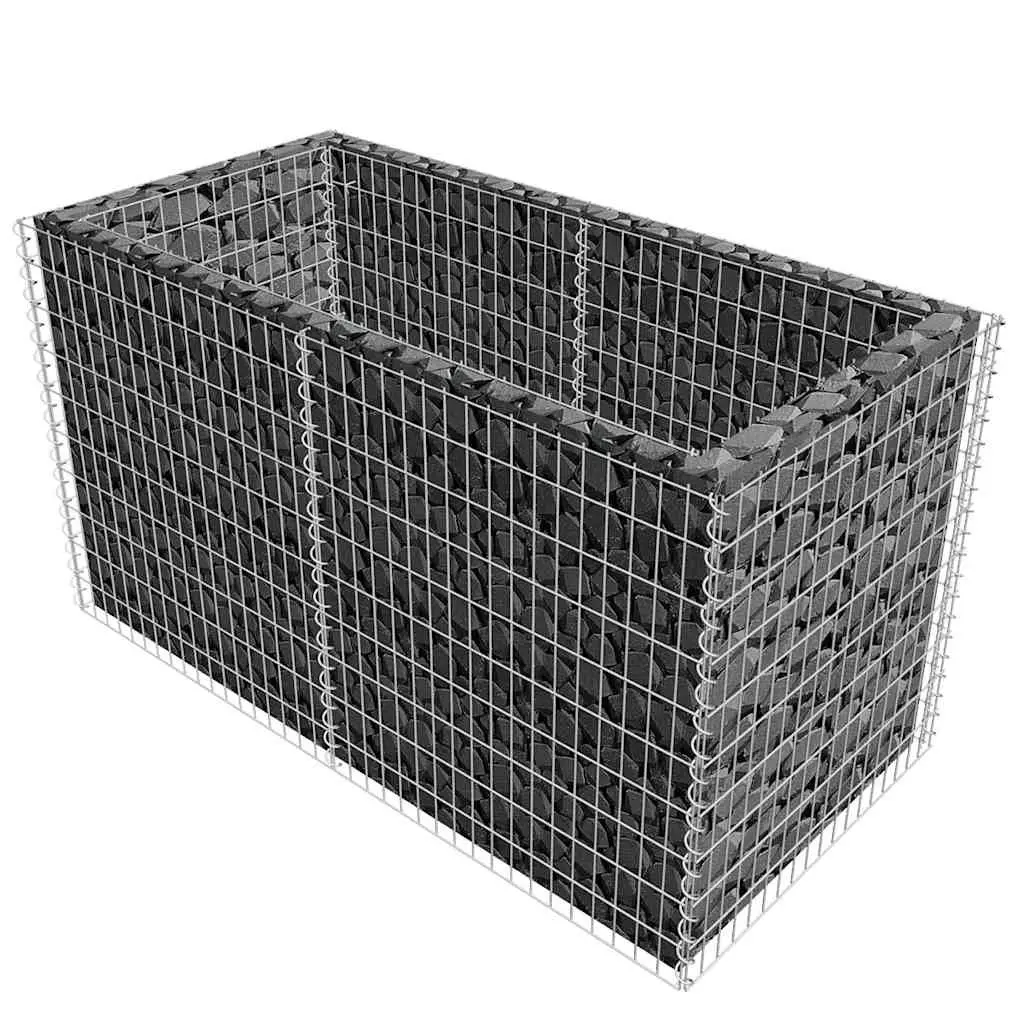 Gabion Raised Bed Garden Border Planter Silver Steel Mesh 180x90x100cm