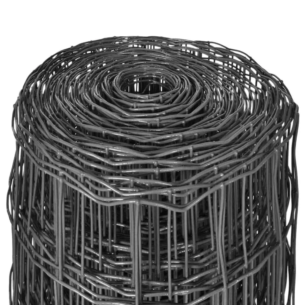 Steel Wire Garden Fencing Panel PVC Coated Rust Resistant 25x1m Grey