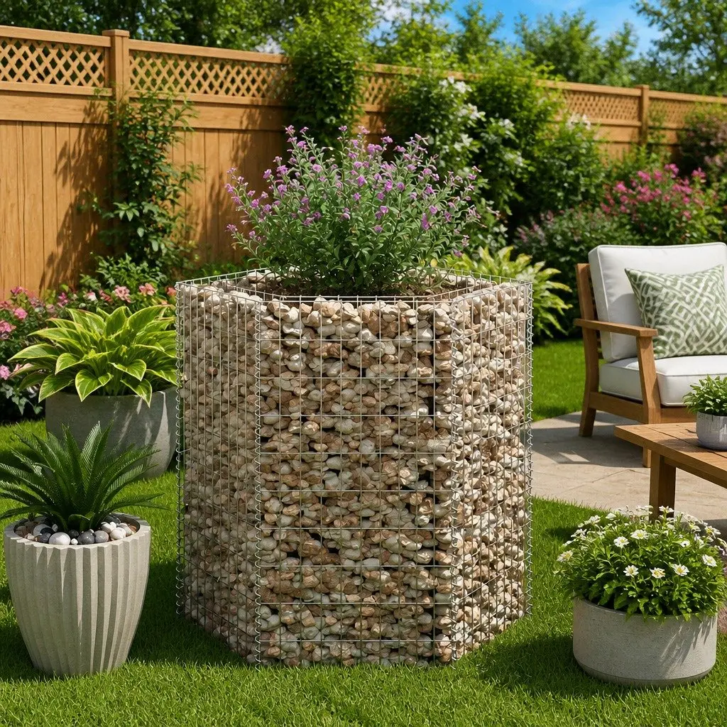 Raised Bed Garden Planter Hexagonal Galvanized Steel Mesh 100x90x100 cm Silver