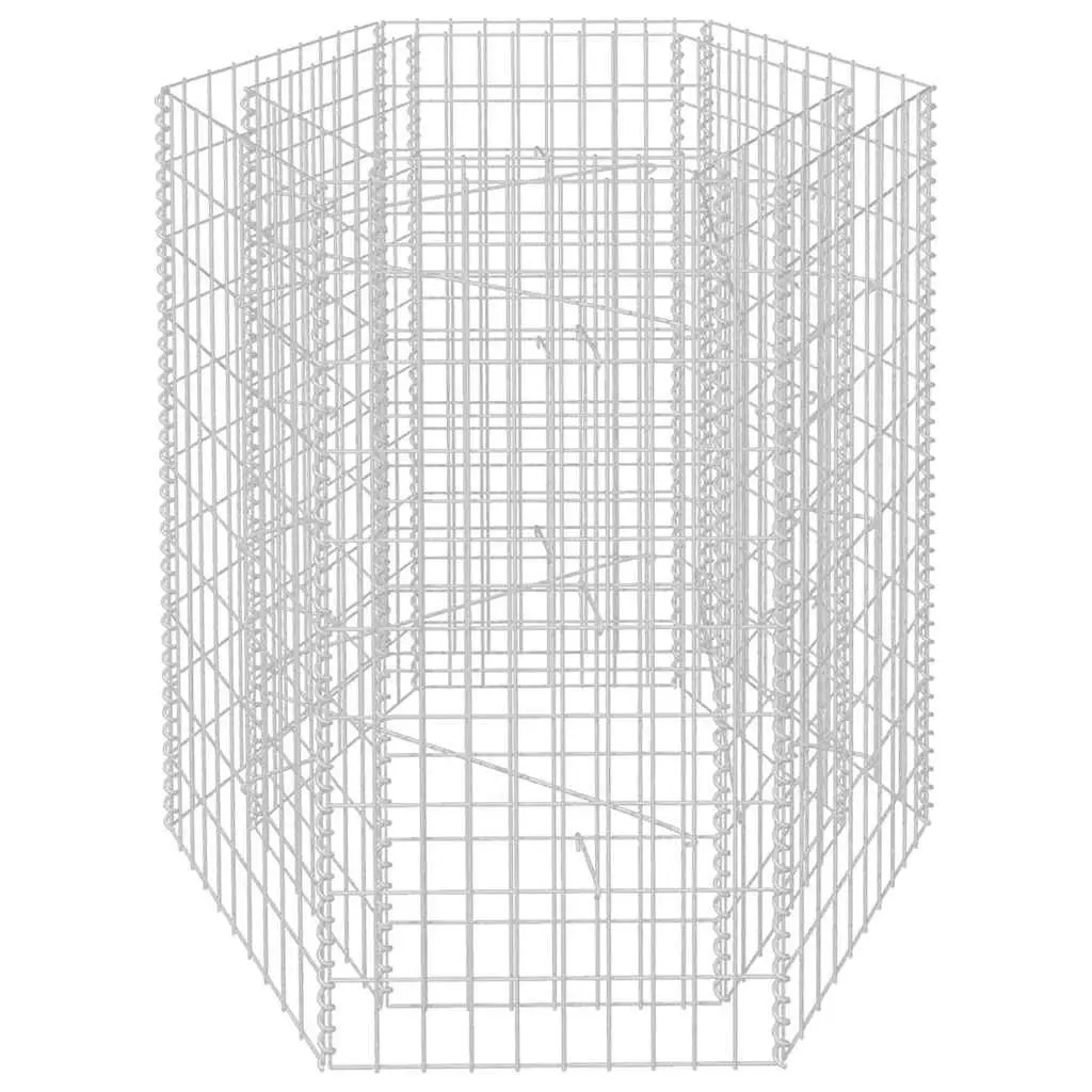 Raised Bed Garden Planter Hexagonal Galvanized Steel Mesh 100x90x100 cm Silver