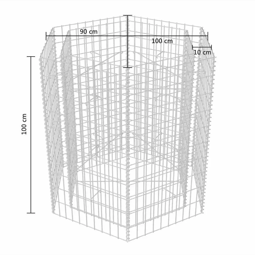Raised Bed Garden Planter Hexagonal Galvanized Steel Mesh 100x90x100 cm Silver