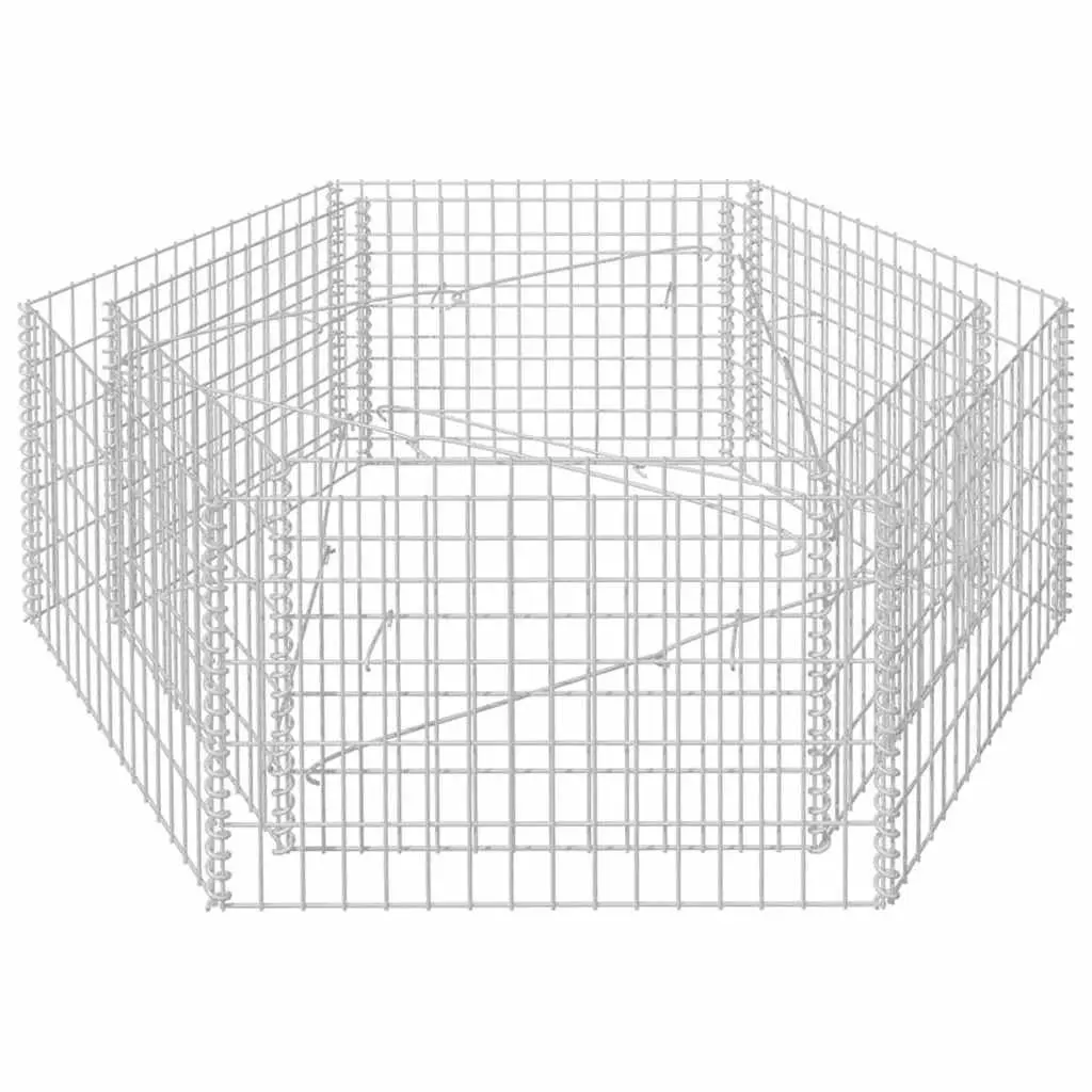 Hexagonal Gabion Raised Bed Garden Planter 160 x 140 x 50 cm Silver Galvanised Steel