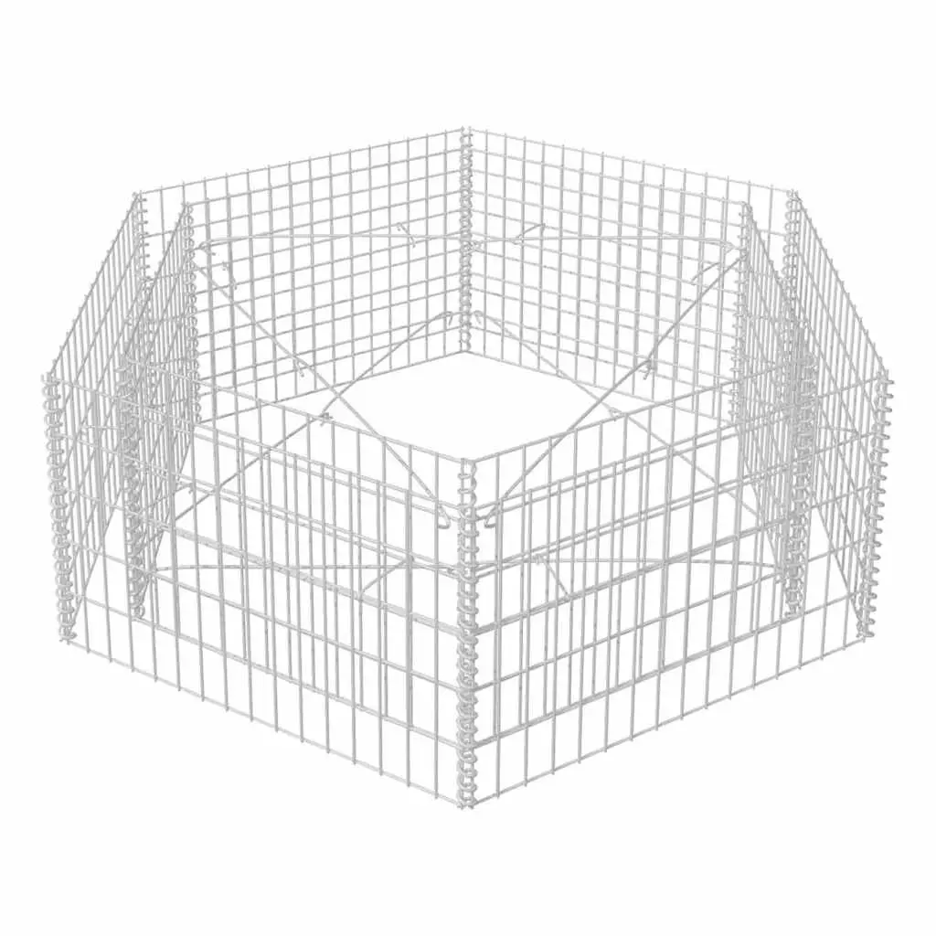 Hexagonal Gabion Raised Bed Garden Planter 160 x 140 x 50 cm Silver Galvanised Steel
