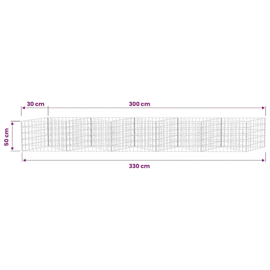 Gabion Basket Galvanised Steel Retaining Wall 300 x 30 x 50 cm