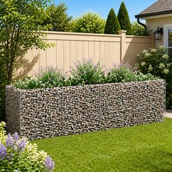 Gabion Raised Bed Garden Planter Steel Galvanised Silver 360x90x100 cm Border