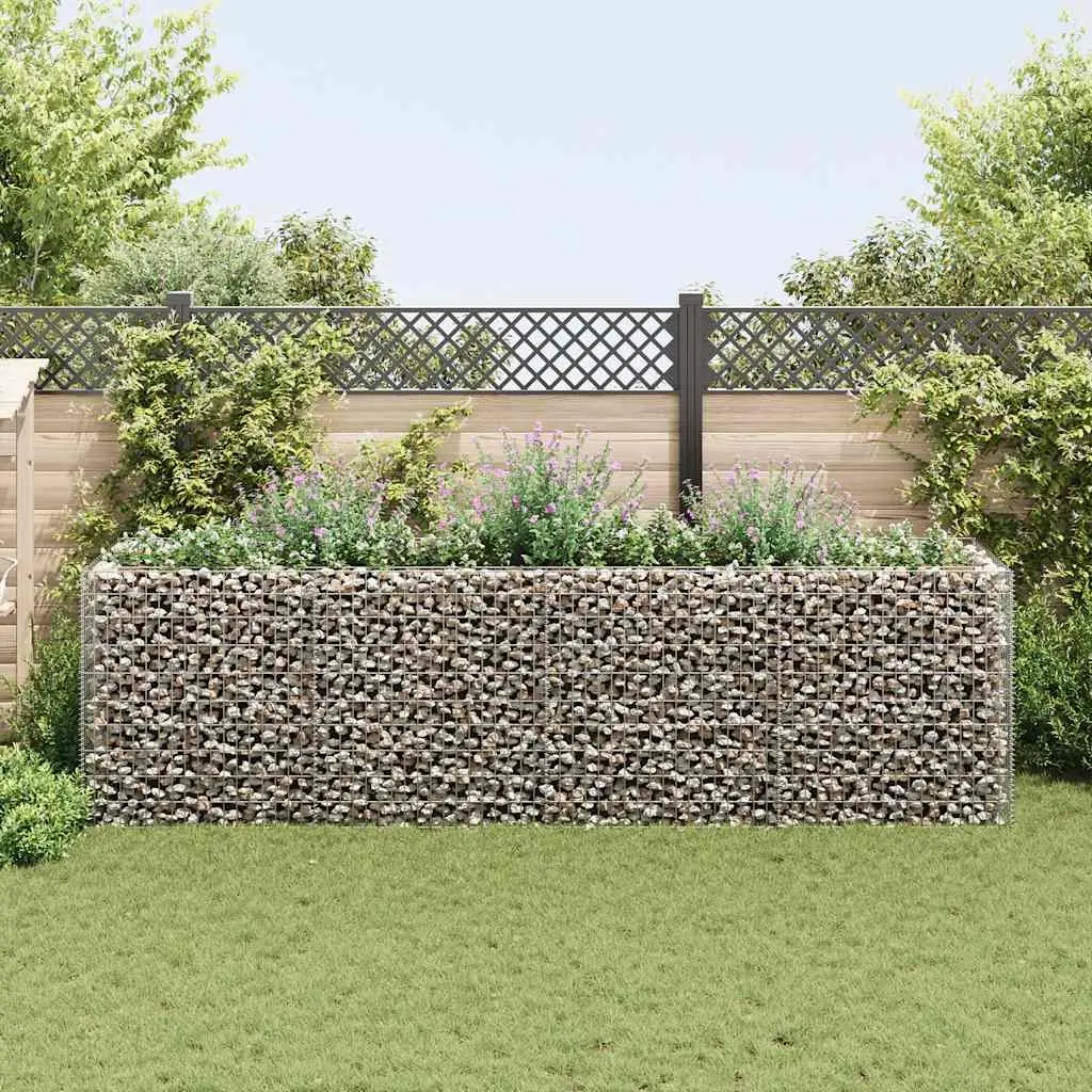 Gabion Raised Bed Garden Planter Galvanised Steel Silver 360x90x100 cm