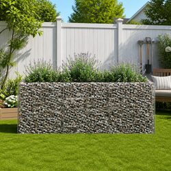 Gabion Raised Bed Silver Garden Planter Outdoor Flower Border 270x90x100 cm