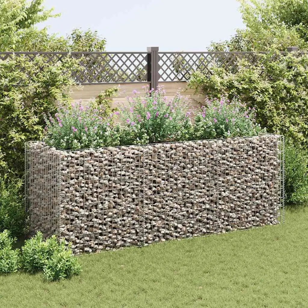 Gabion Raised Bed Silver Garden Planter Outdoor Flower Border 270x90x100 cm