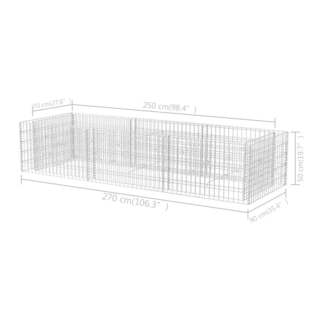 Gabion Raised Garden Bed Steel Planter Border 270x90x50cm