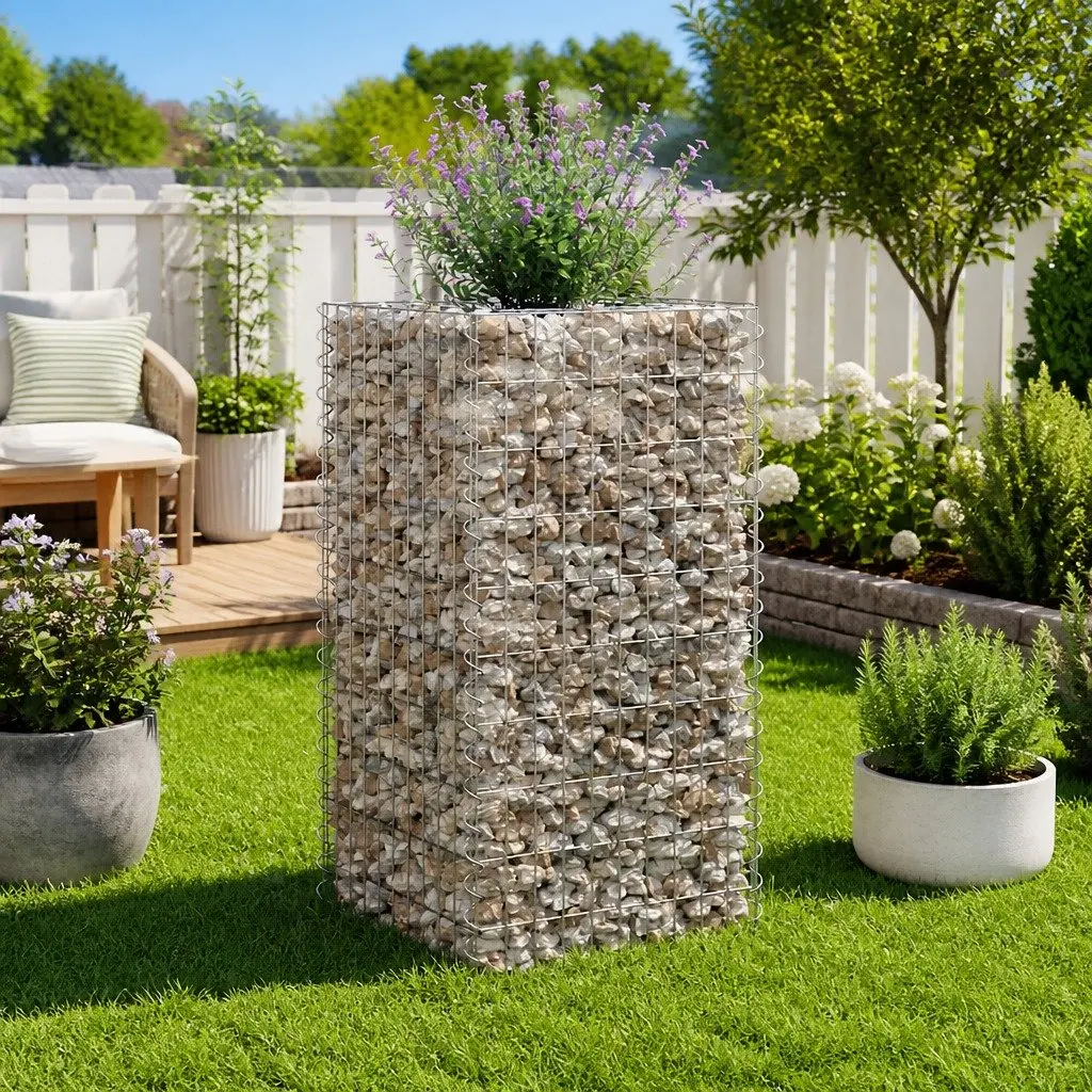 Garden Planter Border Silver Galvanised Steel Raised Bed 50x50x100cm