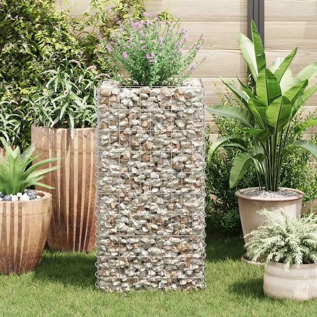 Garden Planter Border Silver Galvanised Steel Raised Bed 50x50x100cm