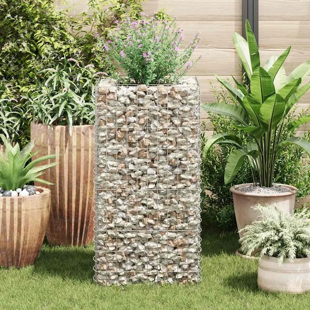Garden Planter Border Silver Galvanised Steel Raised Bed 50x50x100cm