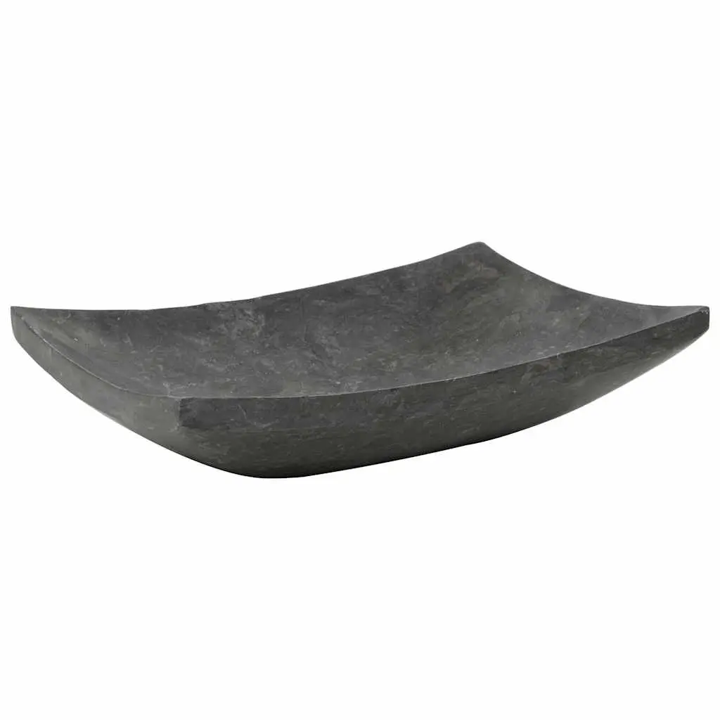 Bathroom Basin Sink Handmade Natural Stone Rectangular 50x35x12 cm Black Marble