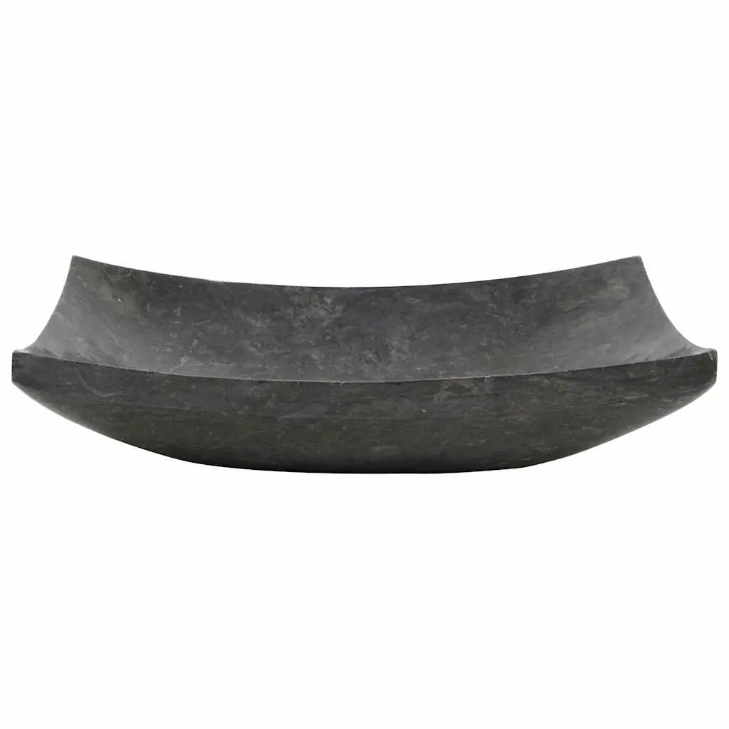 Bathroom Basin Sink Handmade Natural Stone Rectangular 50x35x12 cm Black Marble
