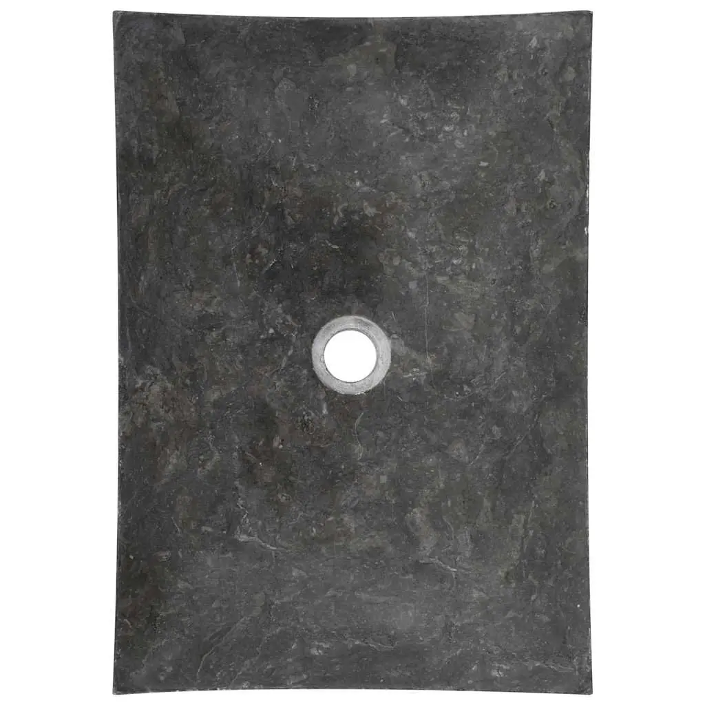 Bathroom Basin Sink Handmade Natural Stone Rectangular 50x35x12 cm Black Marble