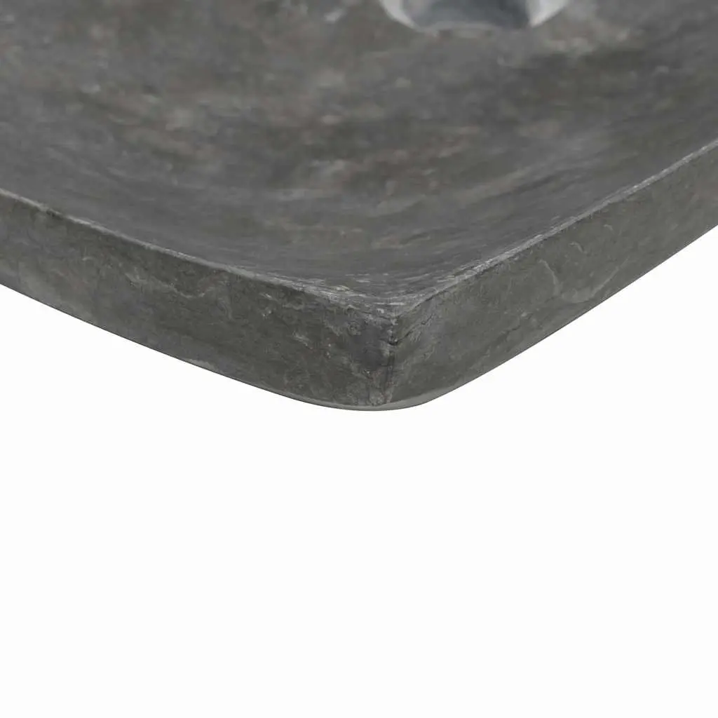 Bathroom Basin Sink Handmade Natural Stone Rectangular 50x35x12 cm Black Marble