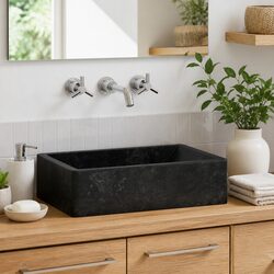 Friendly Black High Gloss Marble Sink 45x30x12 cm