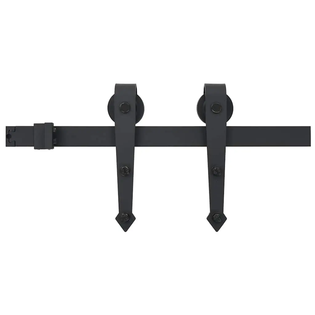 Sliding Door Hardware Kit Black 183cm Steel Track with Rollers for Barn Kitchen Study