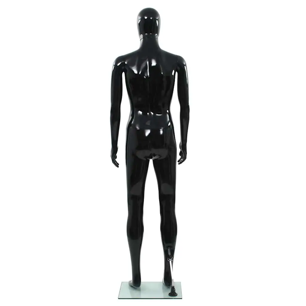 Male Mannequin Full Body Glossy Black Display 185cm with Glass Base