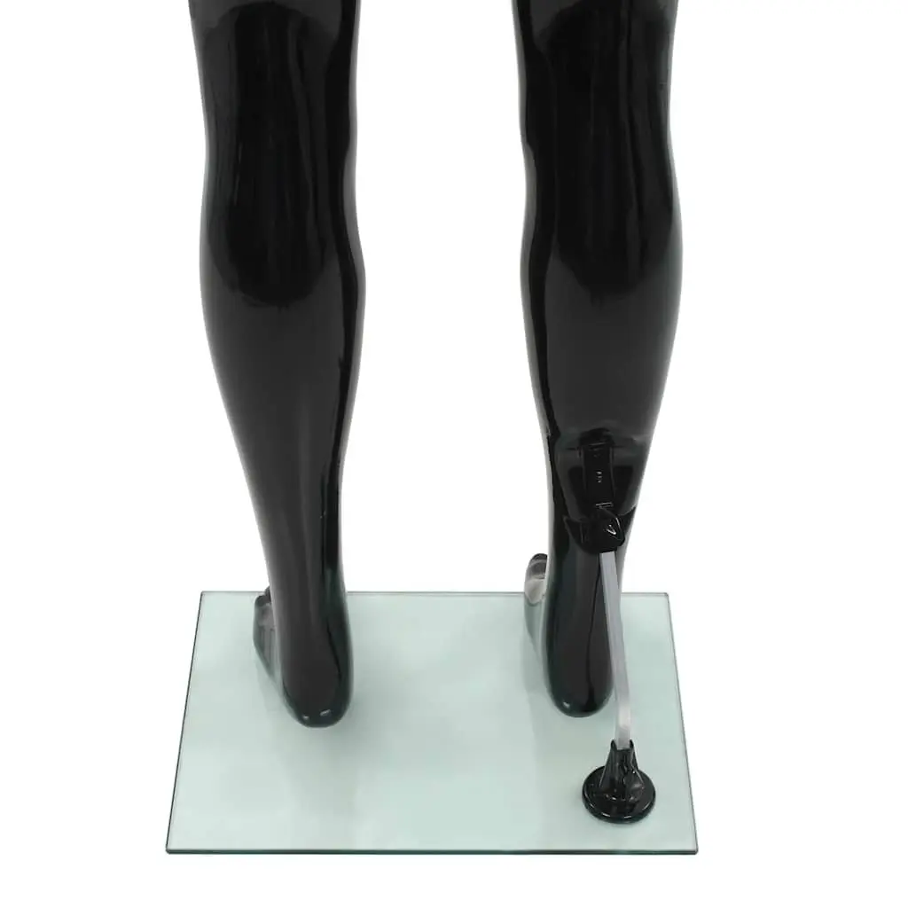 Male Mannequin Full Body Glossy Black Display 185cm with Glass Base