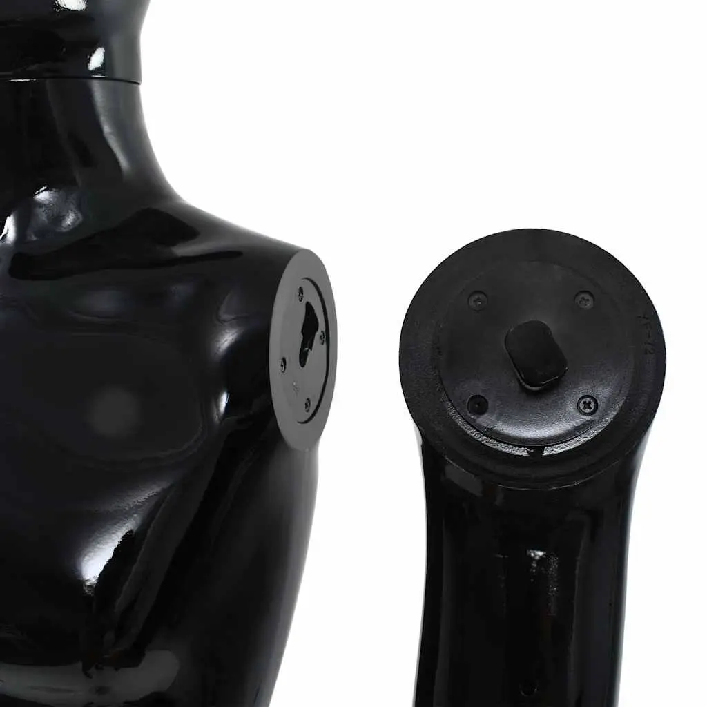 Male Mannequin Full Body Glossy Black Display 185cm with Glass Base