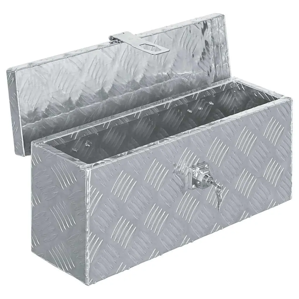 Aluminium Tool Box 48.5x14x20 cm Silver Storage Organiser Locking System