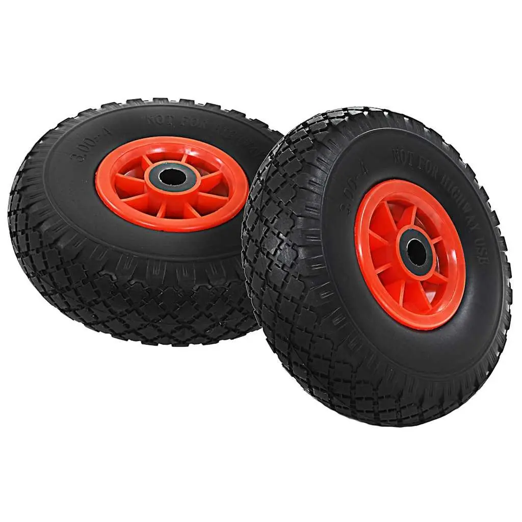 Sack Truck Wheels Puncture-Proof Solid PU Heavy-Duty 3.00-4 Size 4 Piece
