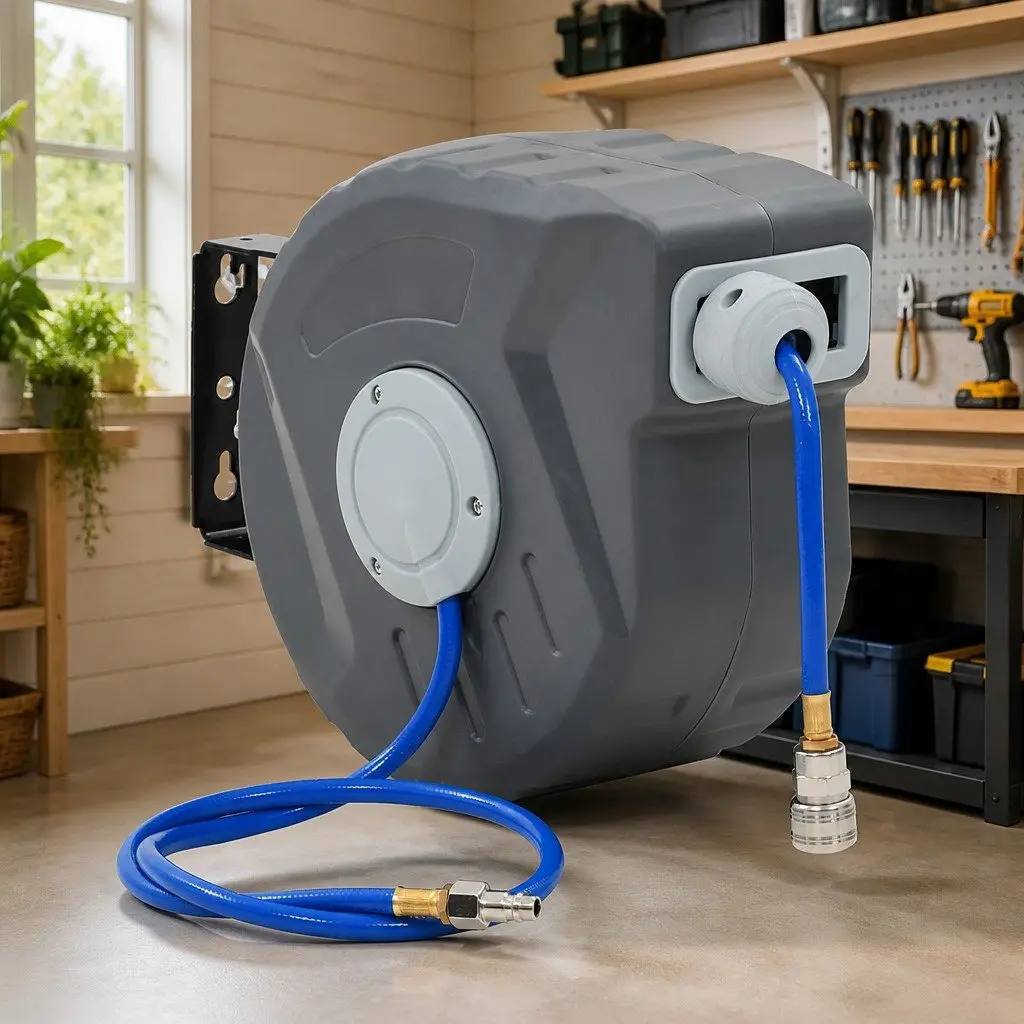 Automatic Retractable Air Hose Reel 3/8" 12M Pneumatic Hose Organiser