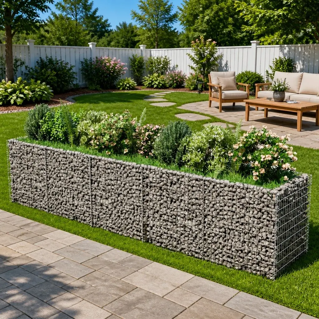 Raised Garden Bed Galvanised Steel 450x90x100cm Silver Gabion Planter