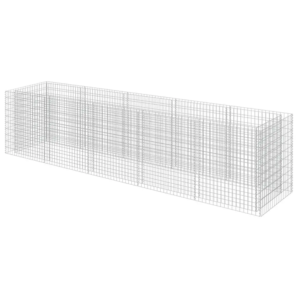 Raised Garden Bed Galvanised Steel 450x90x100cm Silver Gabion Planter