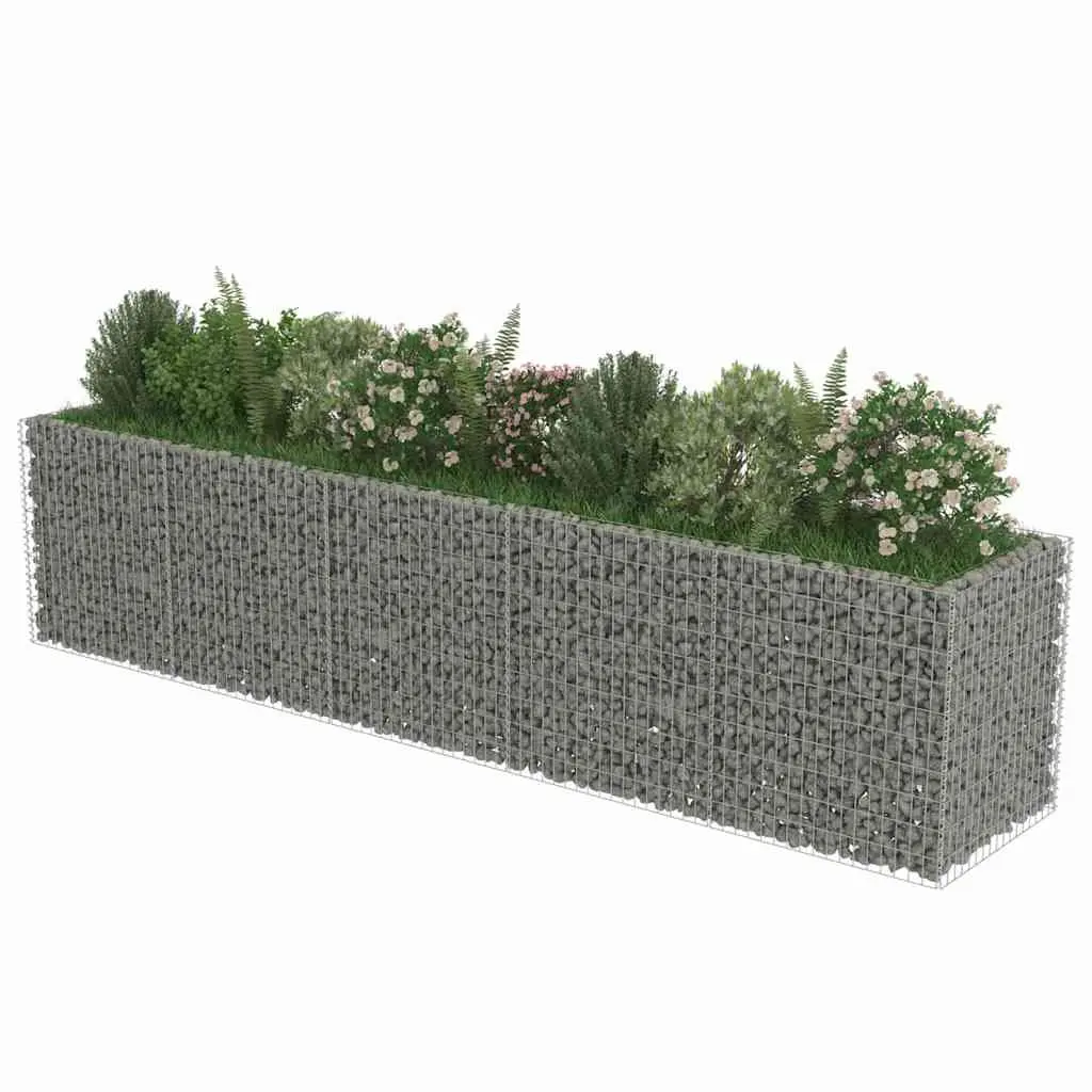 Raised Garden Bed Galvanised Steel 450x90x100cm Silver Gabion Planter