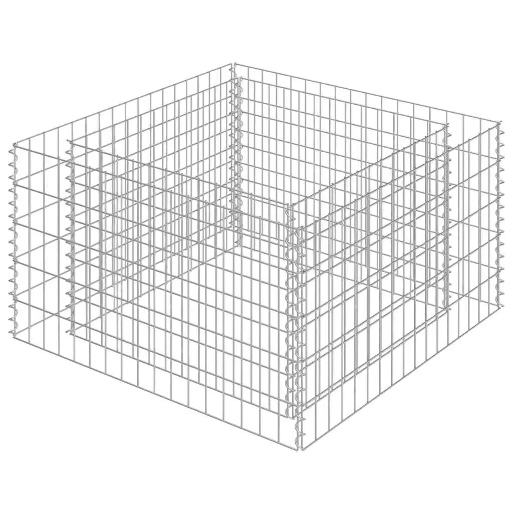 Gabion Raised Bed Garden Planter Galvanised Steel 90x90x50cm