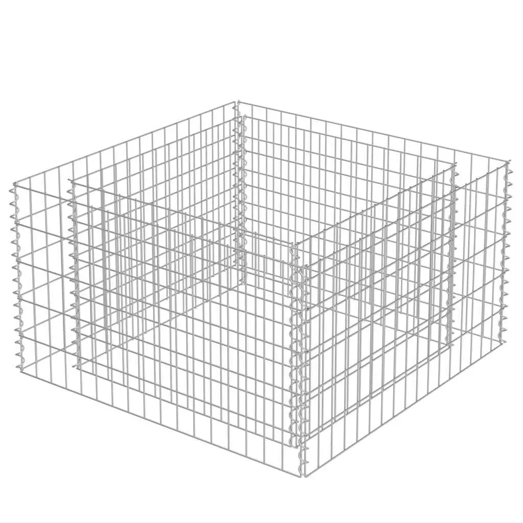 Gabion Raised Bed Garden Planter Galvanised Steel 90x90x50cm