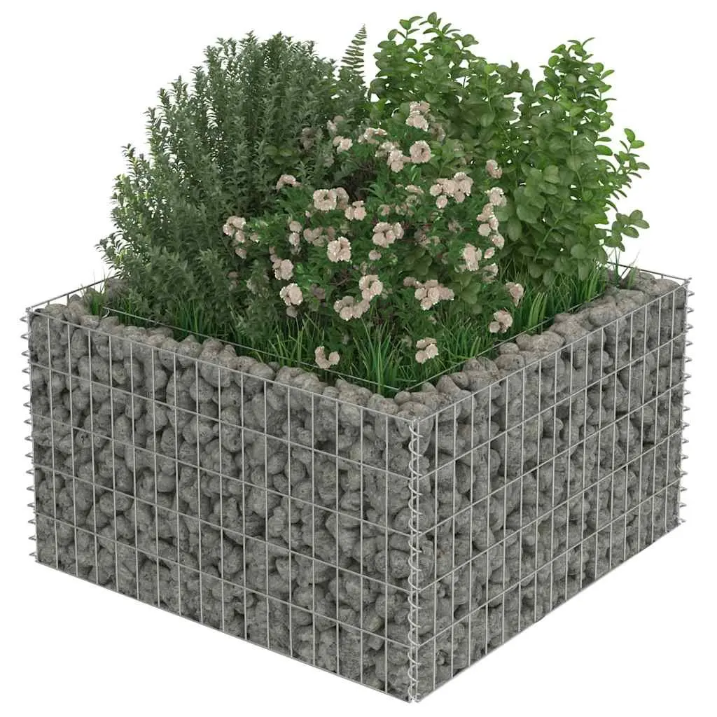 Gabion Raised Bed Garden Planter Galvanised Steel 90x90x50cm