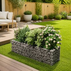 Gabion Raised Garden Bed Planter Box 180x50x50cm Silver Steel Border