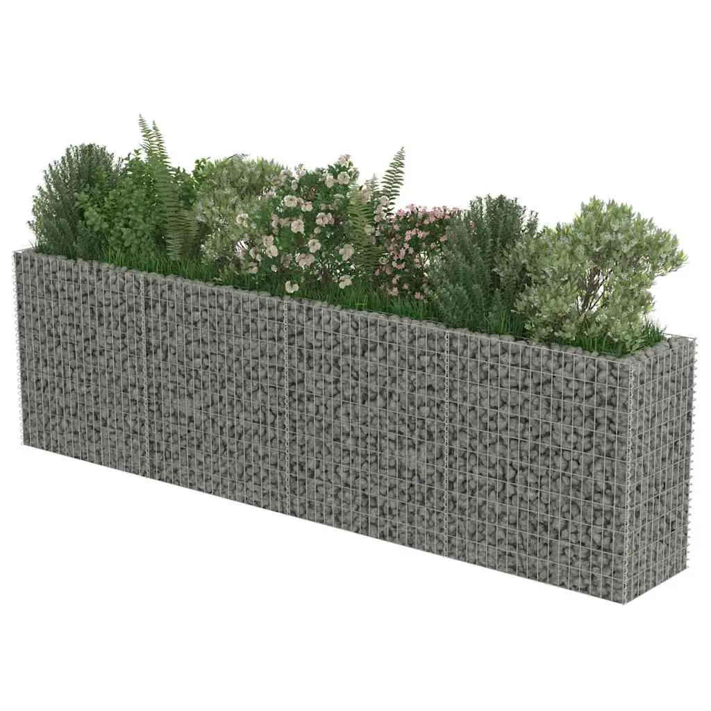 Gabion Planter Box Raised Garden Bed Galvanised Steel 360x50x100cm Silver