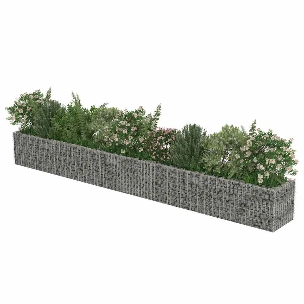 Gabion Raised Bed Galvanised Steel Silver 450x50x50 cm Garden Planter