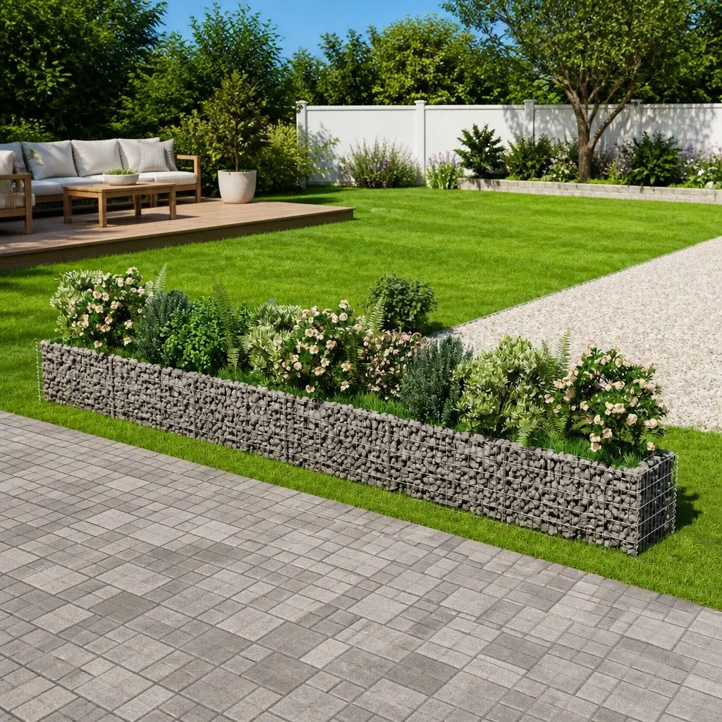 Gabion Raised Garden Bed Planter Box Silver 540x50x50 cm Outdoor Flower Border