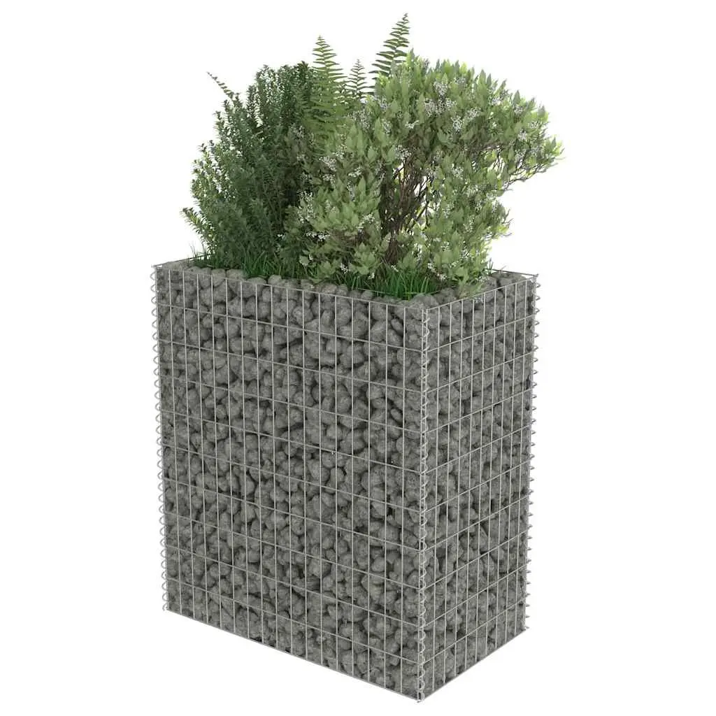 Gabion Raised Bed Garden Planter Galvanised Steel Silver 90 x 50 x 100 cm