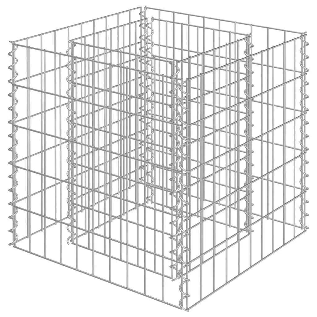 Gabion Raised Bed Galvanised Steel 50x50x50 cm Garden Planter Border Box Silver